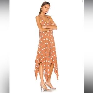L'Academie x Revolve The Leona Midi Dress in Rust &
Ivory Dot in Rust, EUC